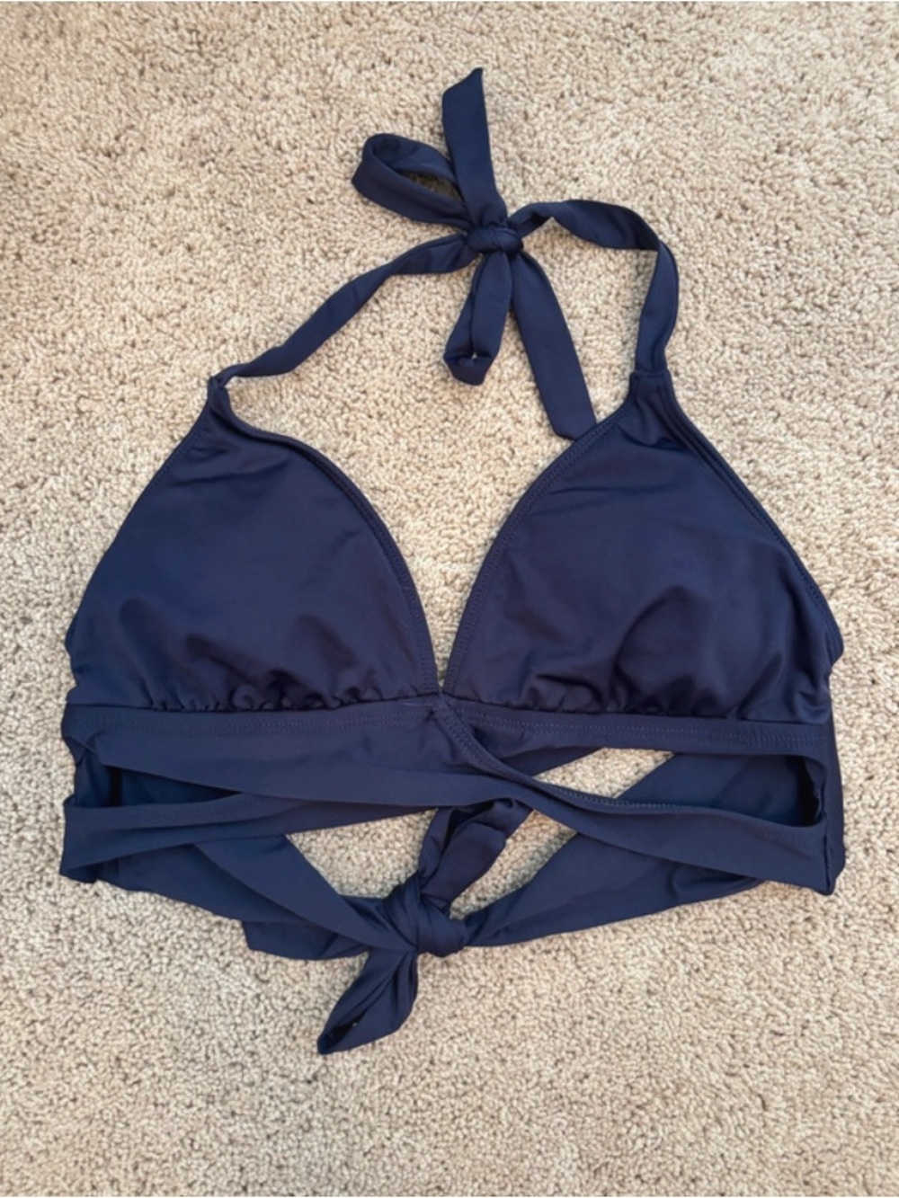 Women’s Navy Tie-Back Halter Swim Top